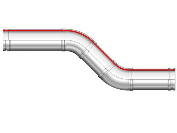 Esser 900 Elbow/Bend - Esser 900 Elbow | ID: DN120/4.7" | BA: 45 x 2 | SK (Metric) | 287x1335mm | Tan: 492mm/372mm | (2) Elbow, (3) pipe