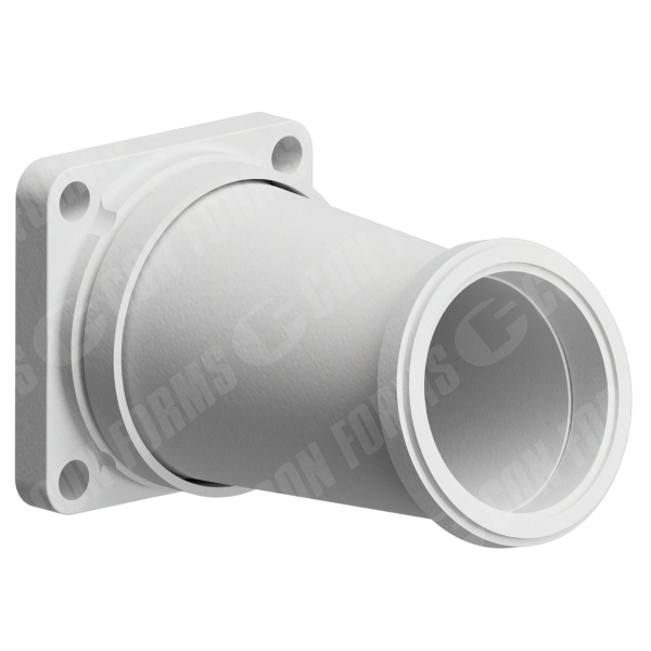 Backend Reducer - Backend Reducer | ID: DN180/7" 4-Bolt Cast Flange - DN150/6" Euro Female | OAL: 14.5" / 368mm | 14° tilt at 6" end | HT