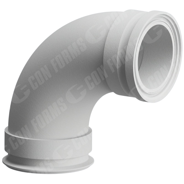 CCI-Lined Deck Elbow - CCI-Lined Deck Elbow | ID: DN150/5.75" | BA: 90.00° | ZX CCI M/F | 281 x 286mm | 3" Long Weld Rings