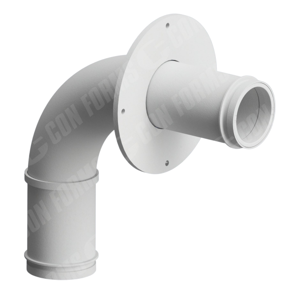 CCI-Lined Boom Elbow - CCI-Lined Boom Elbow | ID: DN125/4.8" | BA: 90.00° | Metric | Tan: 16.1" / 8.3" | w/ Plate
