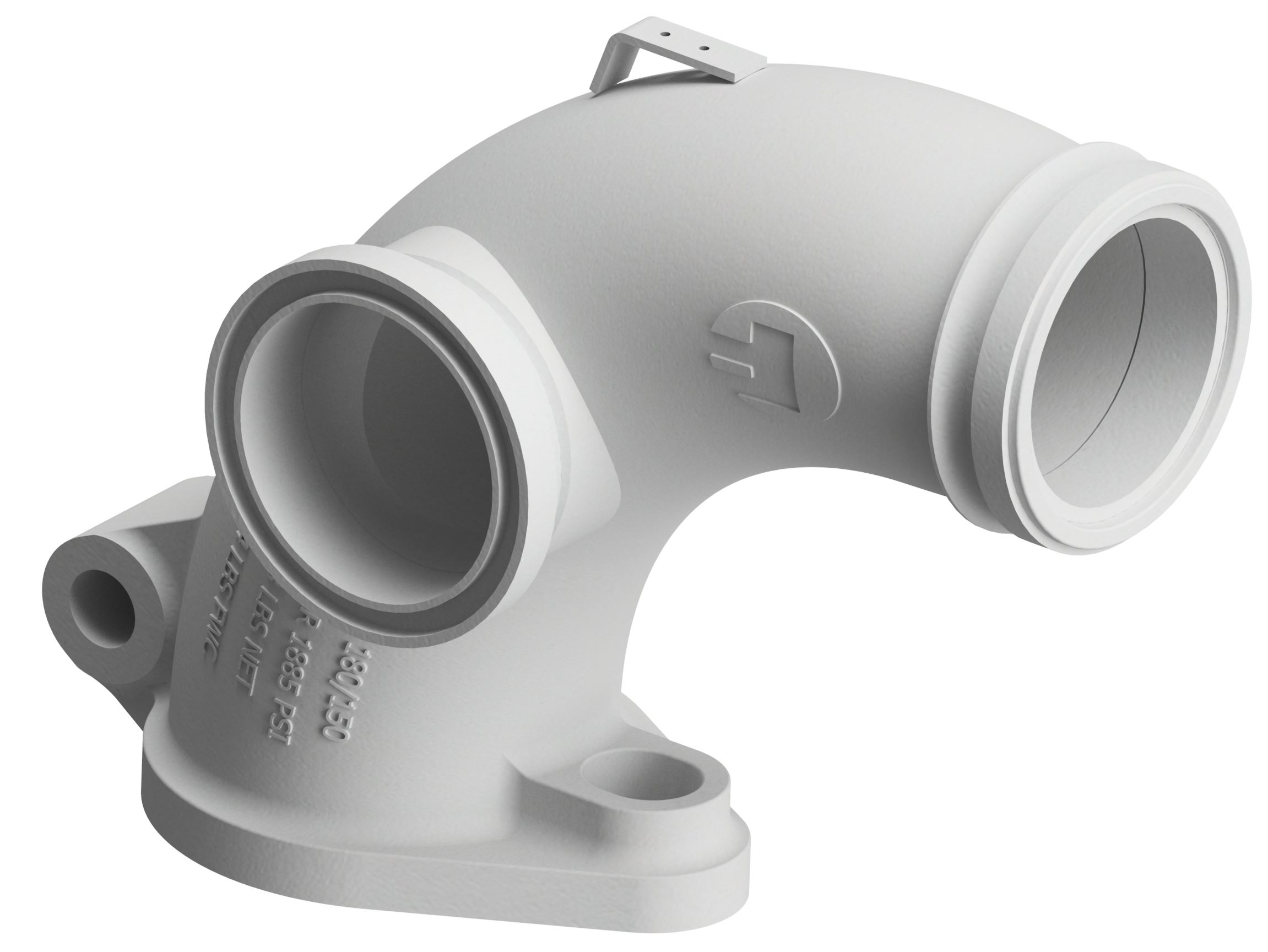 Hinged Valve Outlet (Swingout Elbow) - Hinged Valve Outlet | DN150/6" - DN180/7" | Euro Male | BA: 90.00° | 369x429mm | W/ Port
