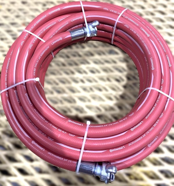 Air Hose - ¾” Contitech Heavy Duty Red Jackhammer/Air Hose 300psi, 50ft length, Universal Crowfoot Ends